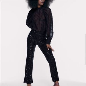 Zara black textured weave top size M